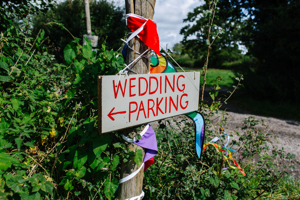 Wedding Parking Sign Secret Barn Sussex Wedding Rainbow Colourful Yvonne Lishman Photography