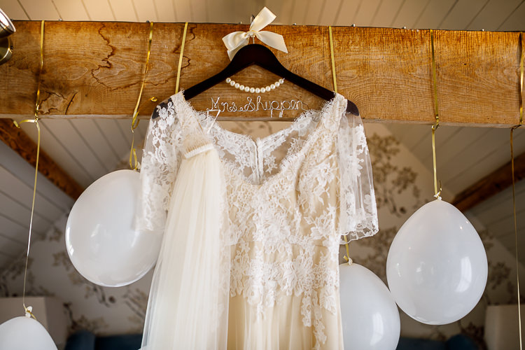 Dana Bolton Dress Gown Bride Bridal Lace Tulle Cap Sleeves Veil South Farm Wedding Midsummer Night's Dream Lina and Tom Photography