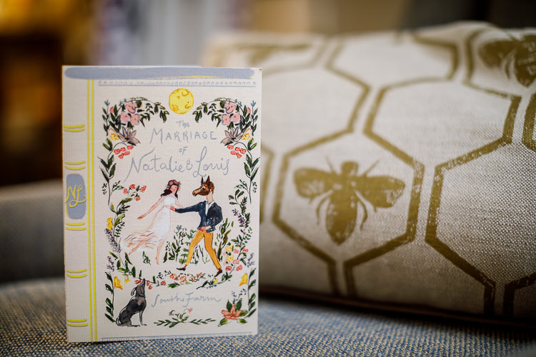 Book Illustrated Stationery Invitation South Farm Wedding Midsummer Night's Dream Lina and Tom Photography