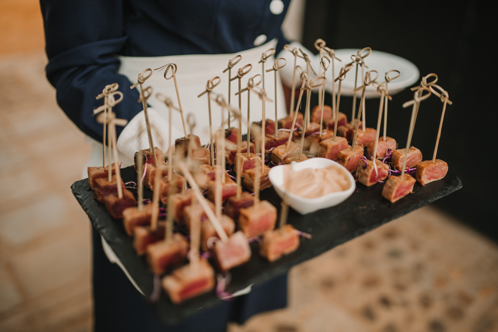 Outdoor Seville Destination Drinks Reception Canapes Tapas Villa Hacienda | Colorful and Heartfelt Wedding in Spain Boda&Films