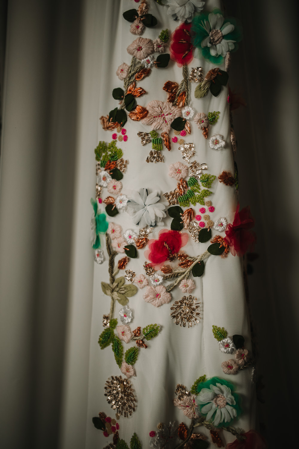 Outdoor Seville Destination Villa White Floral Flamenco Colorful White Dress | Colorful and Heartfelt Wedding in Spain Boda&Films