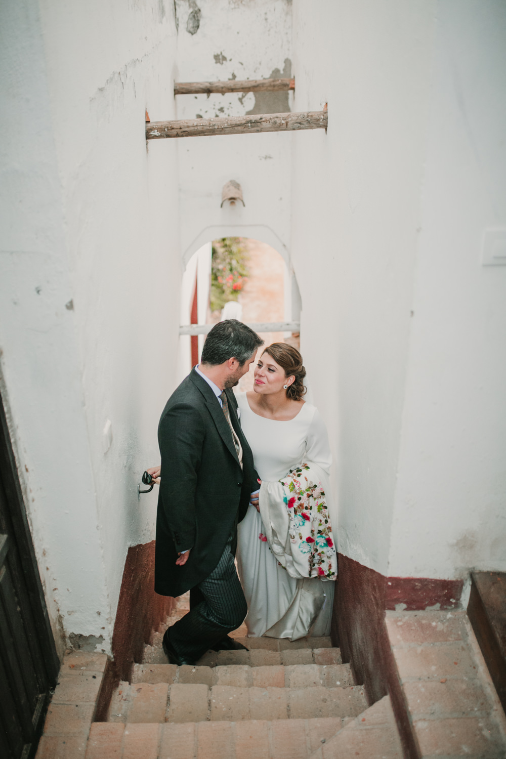 Outdoor Seville Destination Villa Hacienda Bride Groom Portrait | Colorful and Heartfelt Wedding in Spain Boda&Films