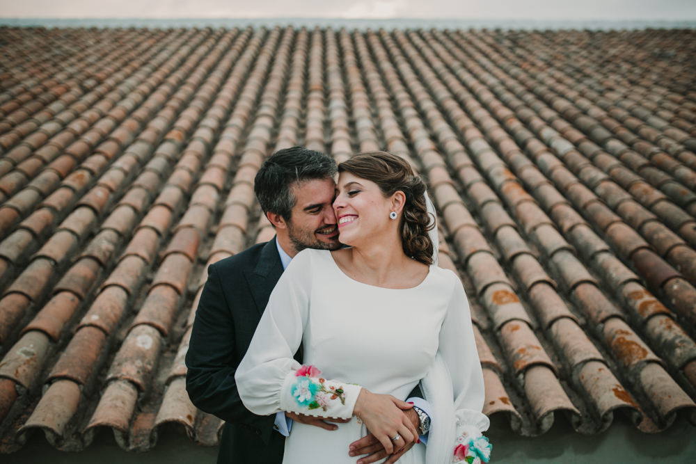 Outdoor Seville Destination Villa Hacienda Bride Groom Portrait | Colorful and Heartfelt Wedding in Spain Boda&Films