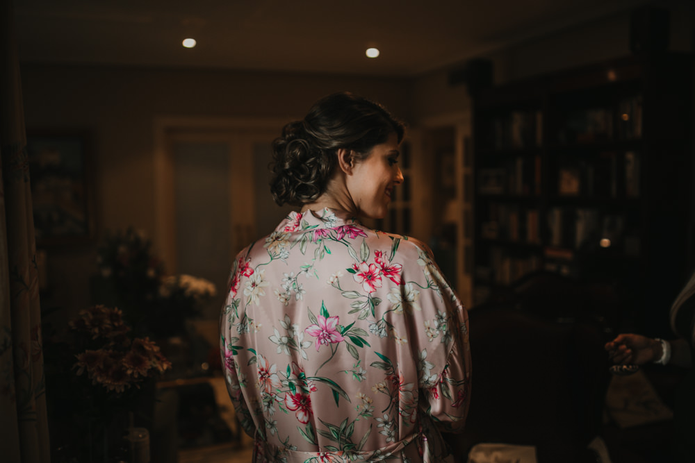Outdoor Seville Destination Villa Bride Floral Robe Morning | Colorful and Heartfelt Wedding in Spain Boda&Films