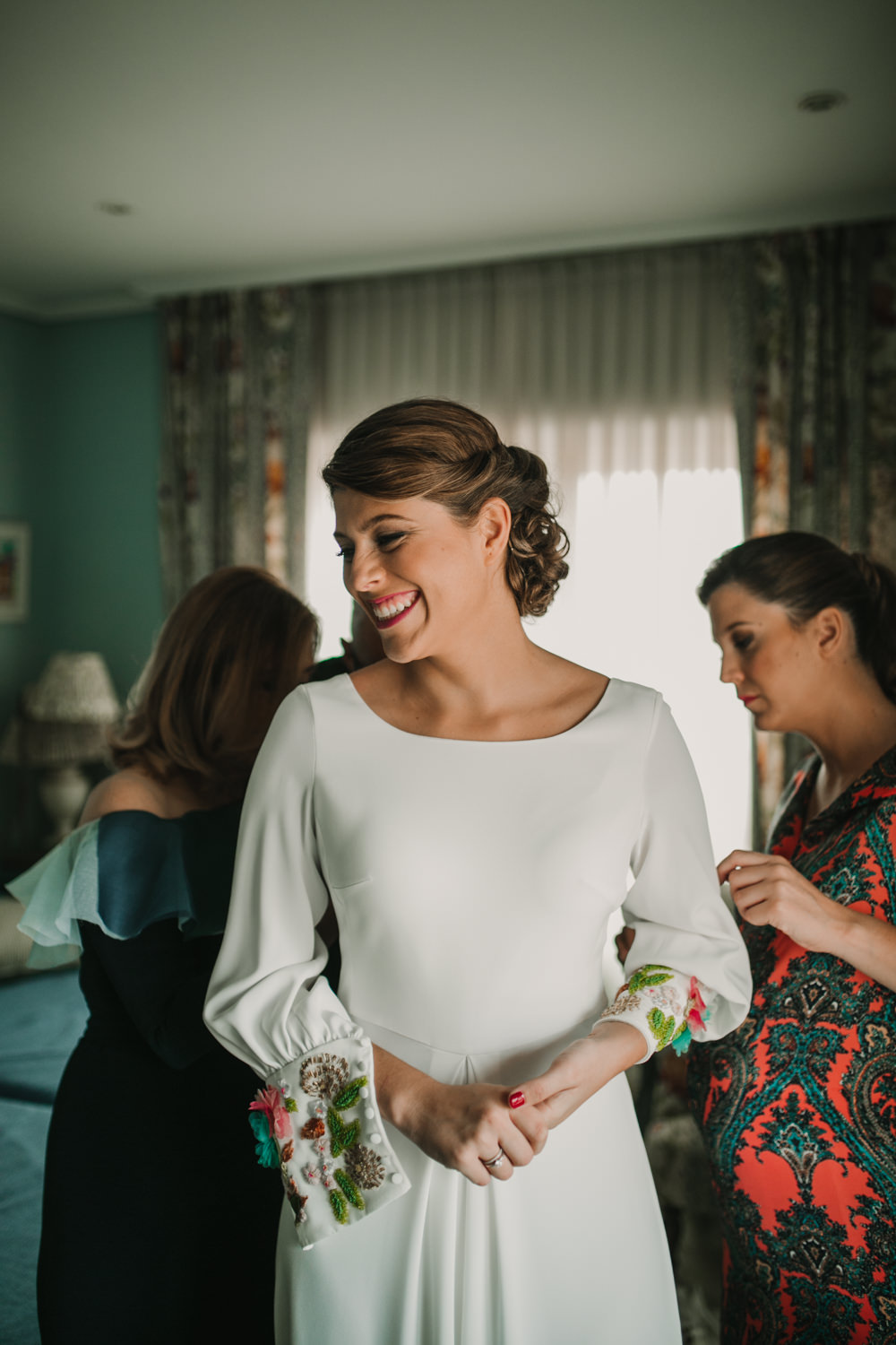 Outdoor Seville Destination Villa White Floral Flamenco Colorful Embellished White Dress | Colorful and Heartfelt Wedding in Spain Boda&Films