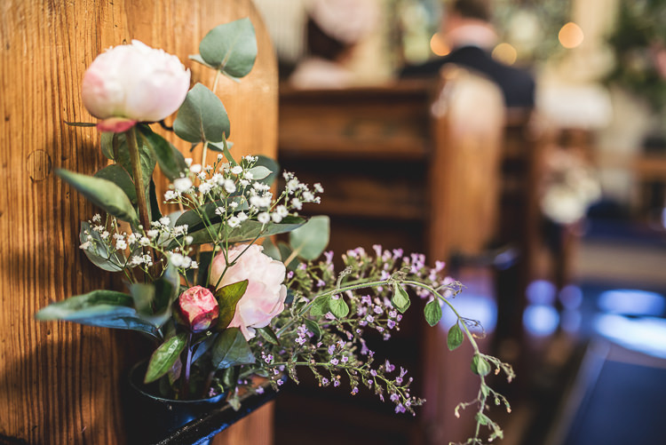 Peony Church Flowers Pew End Tipi Garden Wedding Wedding Foxley Photography