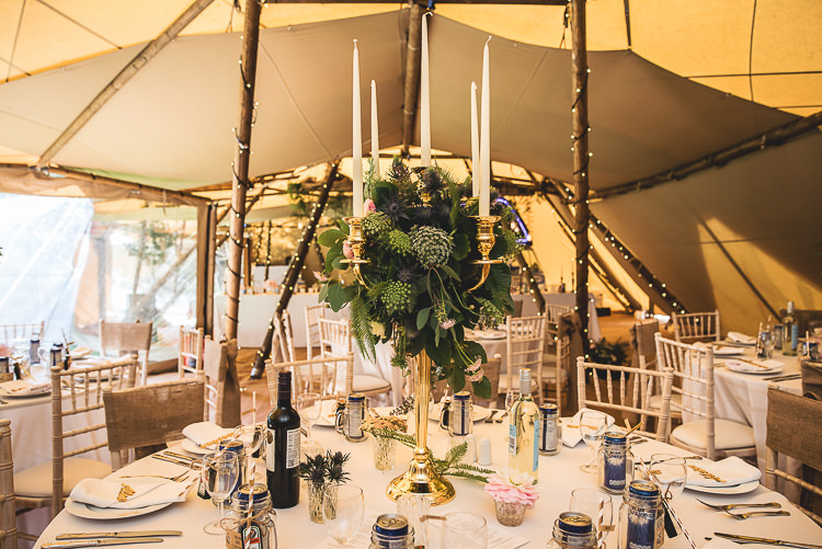 Candelabra Flowers Greenery Tables Tipi Garden Wedding Wedding Foxley Photography