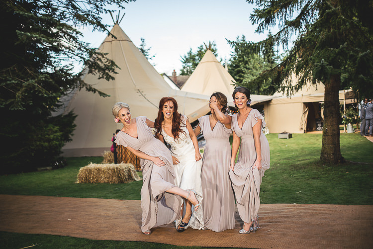 Long Dusky Pink Bridesmaid Dress Tipi Garden Wedding Wedding Foxley Photography