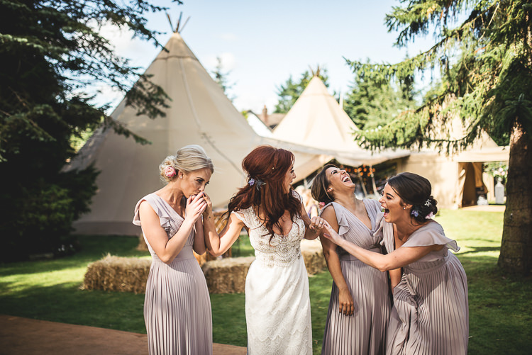 Long Dusky Pink Bridesmaid Dress Tipi Garden Wedding Wedding Foxley Photography