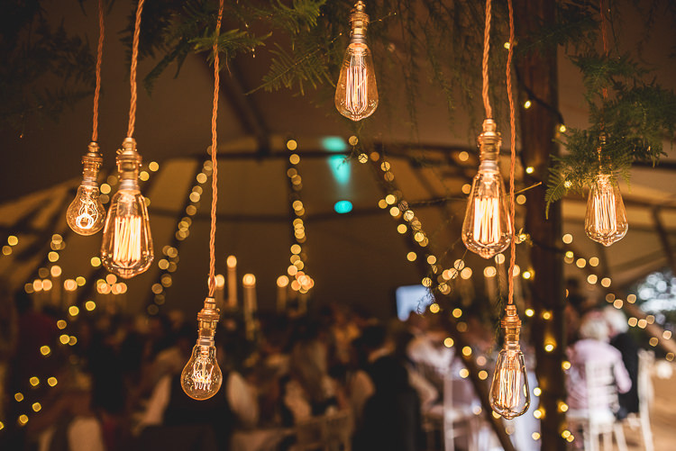 Edison Lights Installation Tipi Garden Wedding Wedding Foxley Photography