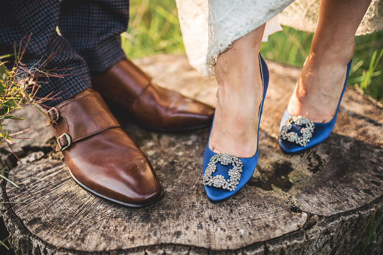 Manolo Blahnik Shoes Blue Bride Bridal Tipi Garden Wedding Wedding Foxley Photography