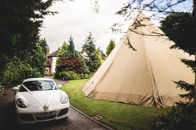 Porsche Car Transport Tipi Garden Wedding Wedding Foxley Photography