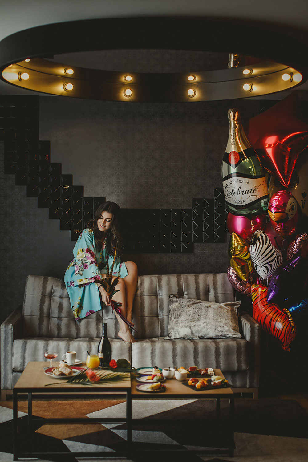 Destination Elopement Colorful Morning Robe Preparation Bride Balloons | Tropical Industrial Canary Islands Wedding Ideas Moana Photography