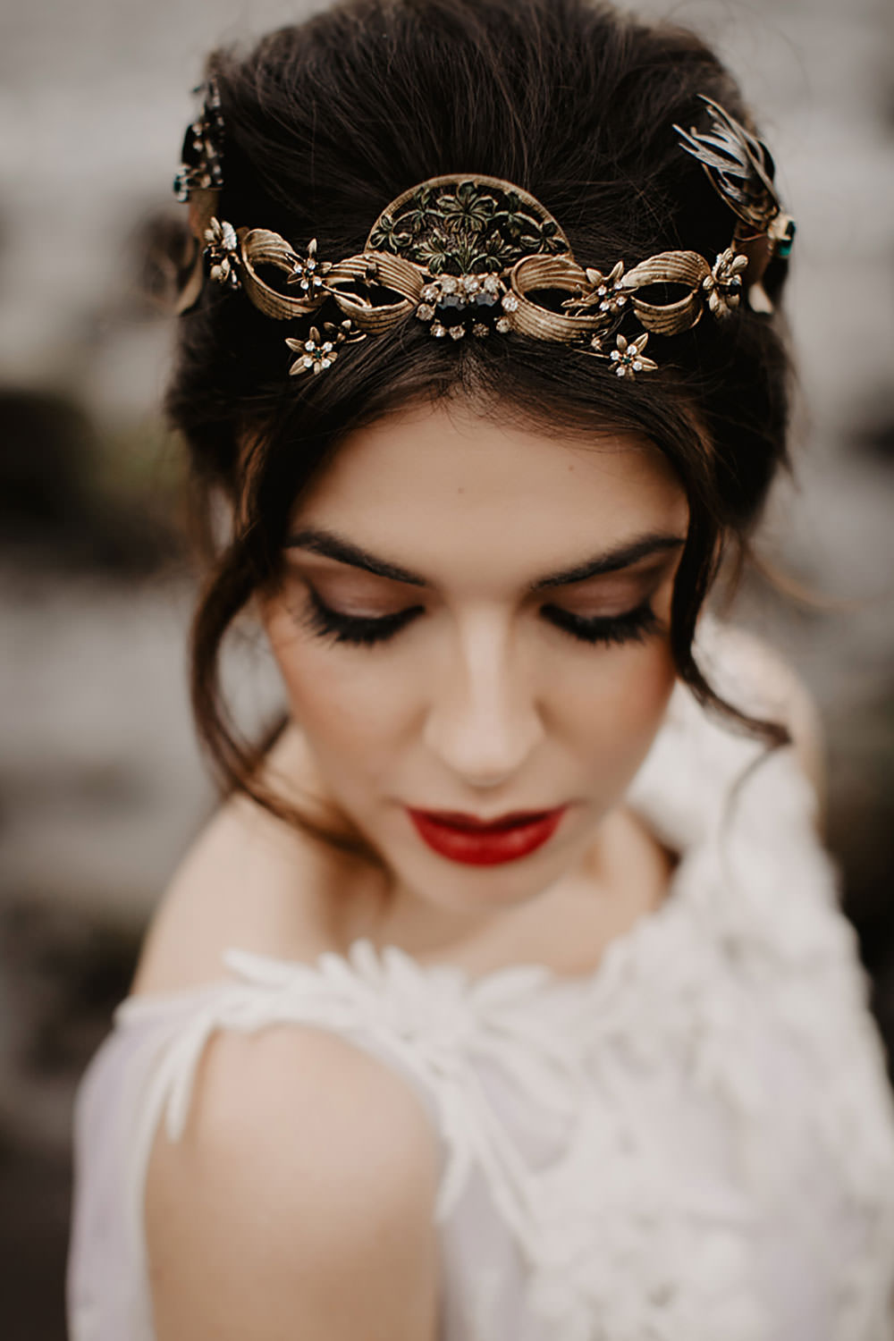 Colorful Destination Elopement Bride Beach Cove Tenerife Red Lipstick Bridal Headpiece | Tropical Industrial Canary Islands Wedding Ideas Moana Photography