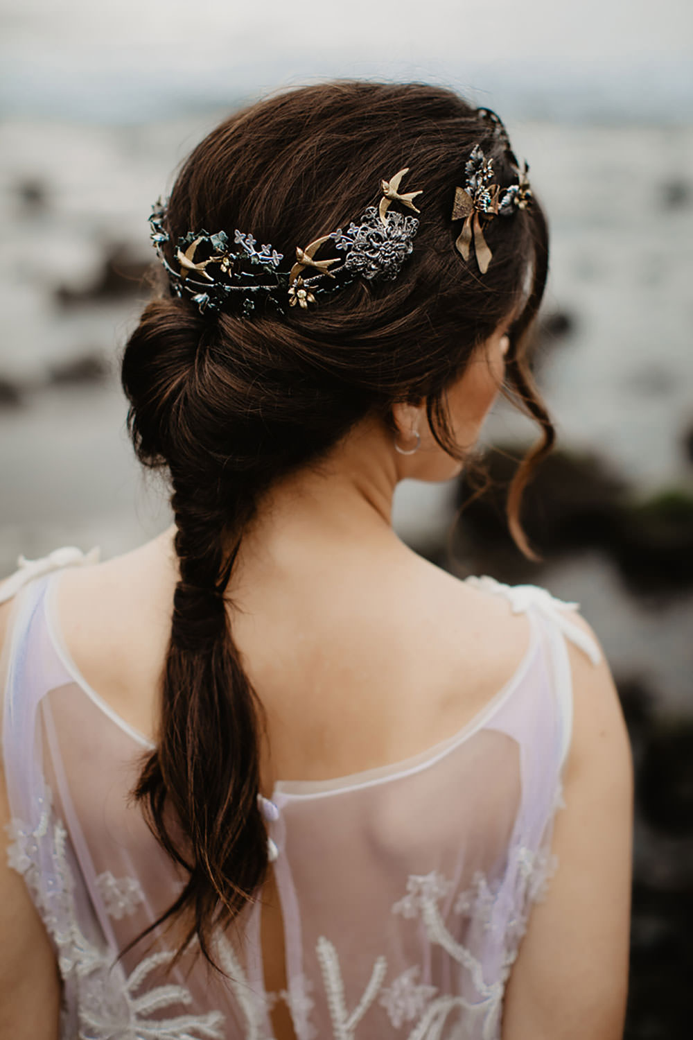 Colorful Destination Elopement Bride Beach Cove Tenerife Red Lipstick Bridal Headpiece | Tropical Industrial Canary Islands Wedding Ideas Moana Photography