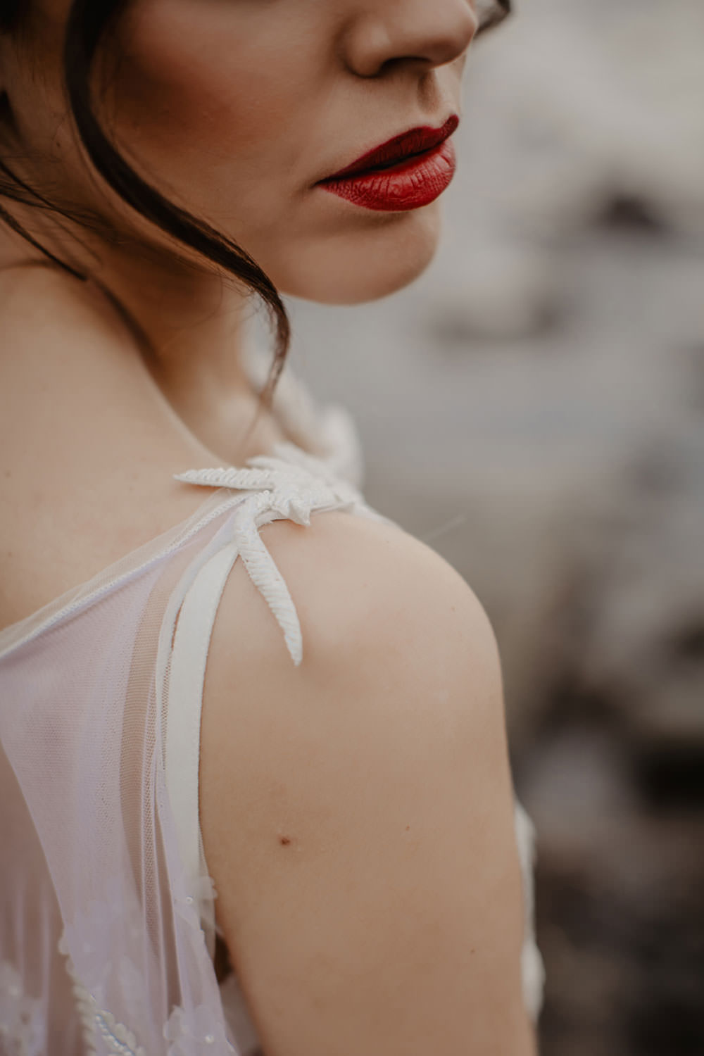 Colorful Destination Elopement Bride Beach Cove Tenerife Red Lipstick | Tropical Industrial Canary Islands Wedding Ideas Moana Photography