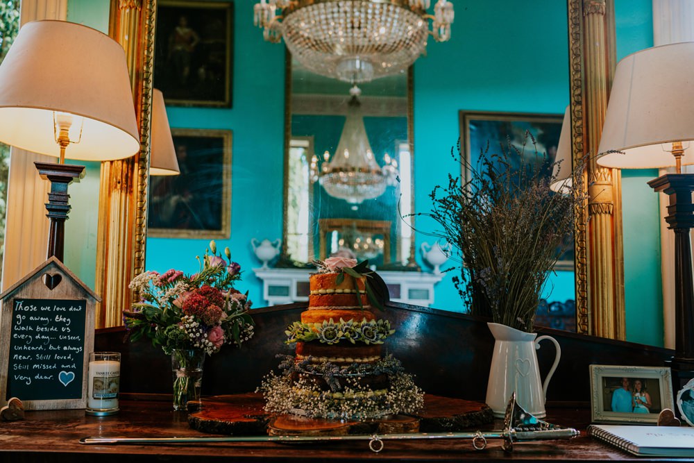 Naked Cake Sponge Flowers Table Walcot Hall Wedding Shropshire Bridgwood Wedding Photography