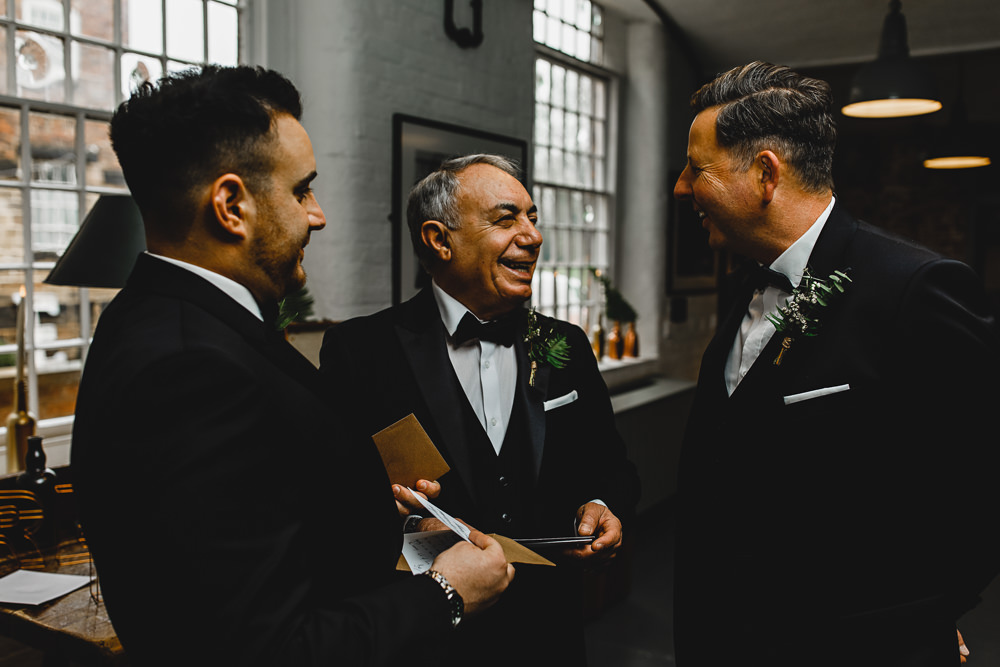 Groom Groomsmen Tuxedo Suit Bow Tie West Mill Wedding HBA Photography