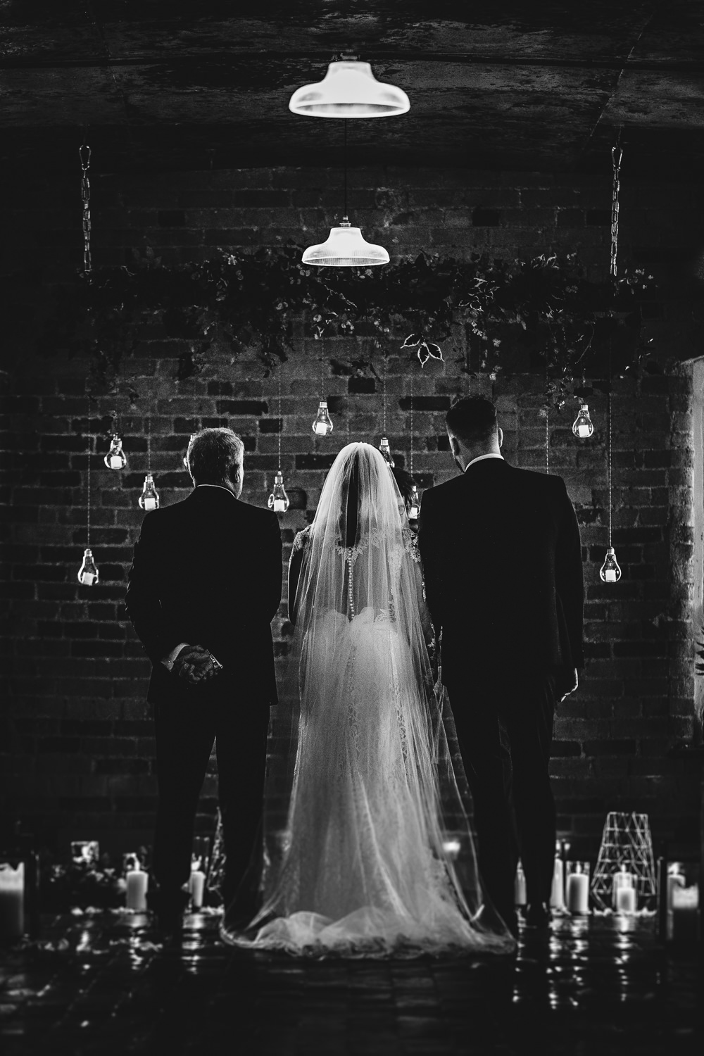 Lighting Edison Greenery Ceremony Candles West Mill Wedding HBA Photography