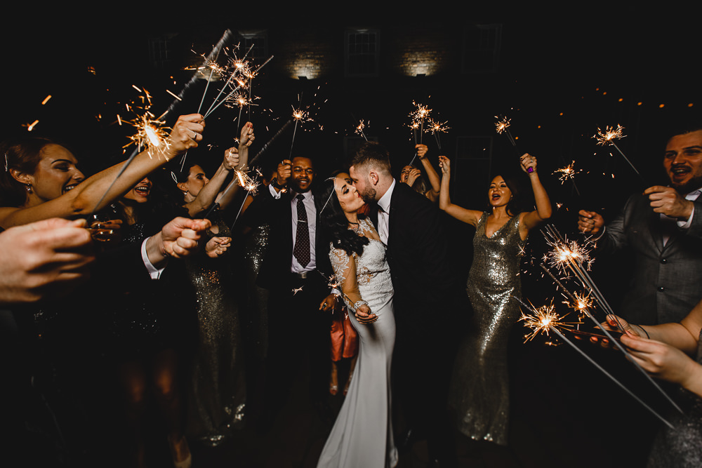 Sparklers Exit Bride Groom Moment West Mill Wedding HBA Photography