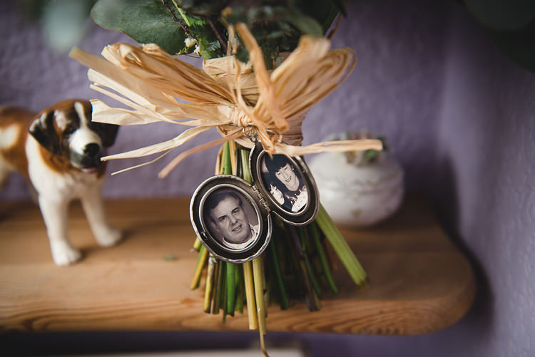 Bouquet Flowers Locket Photos Wick Bottom Barn Wiltshire Wedding Heline Bekker Photography