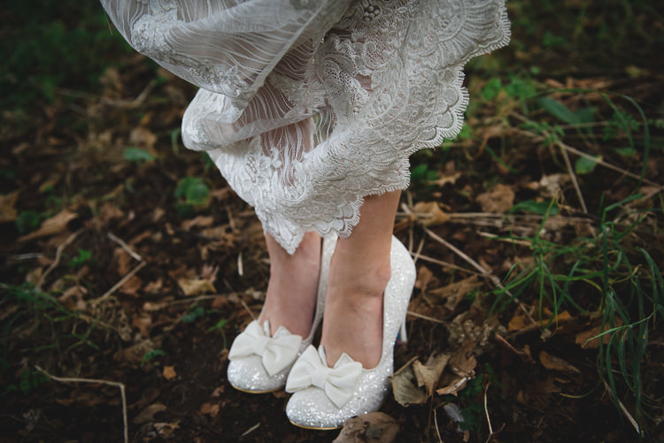 Glitter Bow Shoes Bride Bridal Wick Bottom Barn Wiltshire Wedding Heline Bekker Photography