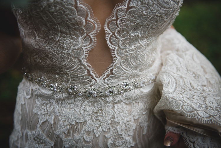 Sottero and Midgley Lace Dress Gown Bride Bridal Train Straps Belt Wick Bottom Barn Wiltshire Wedding Heline Bekker Photography