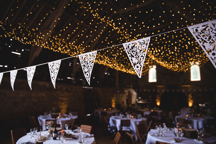 Laser Cut Bunting Flags Wick Bottom Barn Wiltshire Wedding Heline Bekker Photography