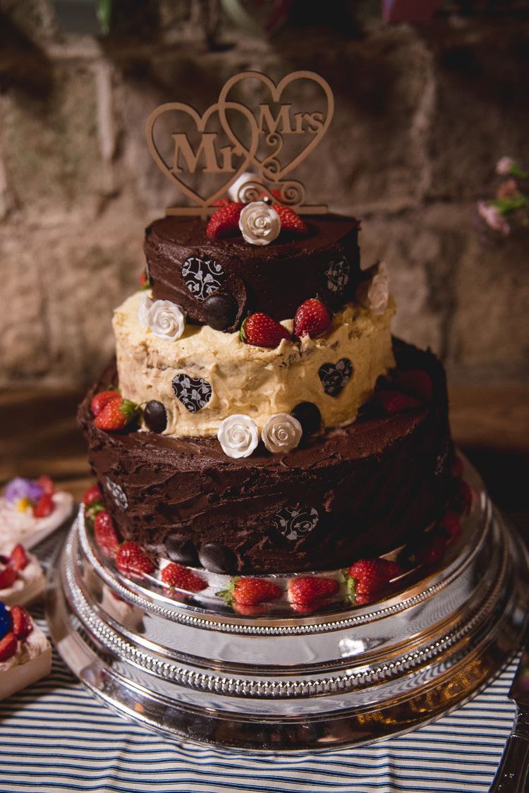 Cake Butttercream Chocolate Heart Topper Wick Bottom Barn Wiltshire Wedding Heline Bekker Photography