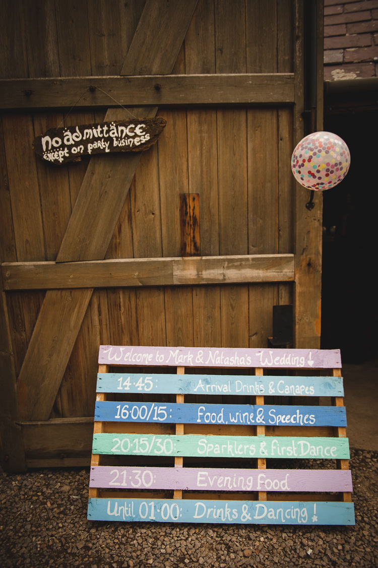 Wooden Pallet Sign Painted Pastel Wick Bottom Barn Wiltshire Wedding Heline Bekker Photography