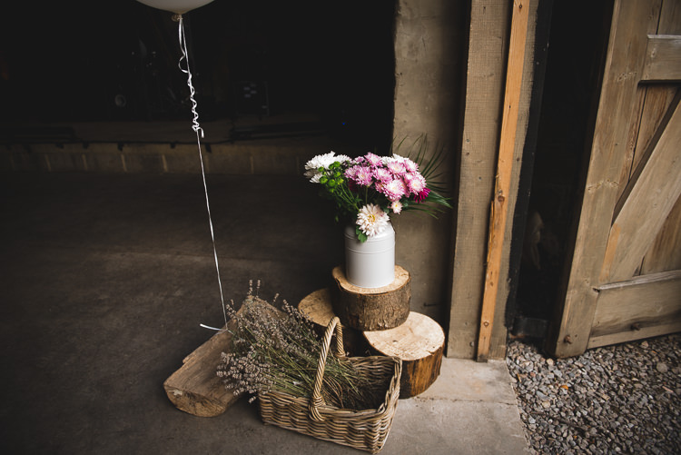 Log Stump Flowers Decor Wick Bottom Barn Wiltshire Wedding Heline Bekker Photography