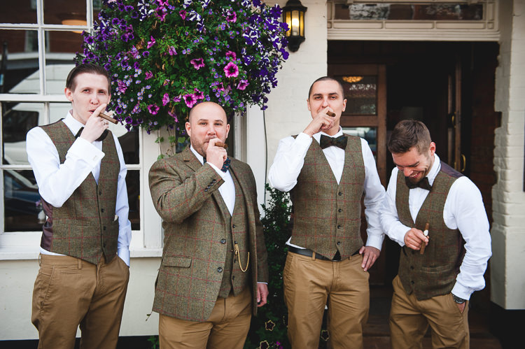 Bow Tie Groom Tweed Waistcoat Suit Brown Groomsmen Wick Bottom Barn Wiltshire Wedding Heline Bekker Photography