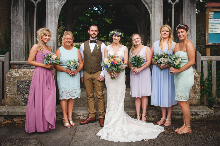 Mismatched Pastel Bridesmaid Dresses Wick Bottom Barn Wiltshire Wedding Heline Bekker Photography