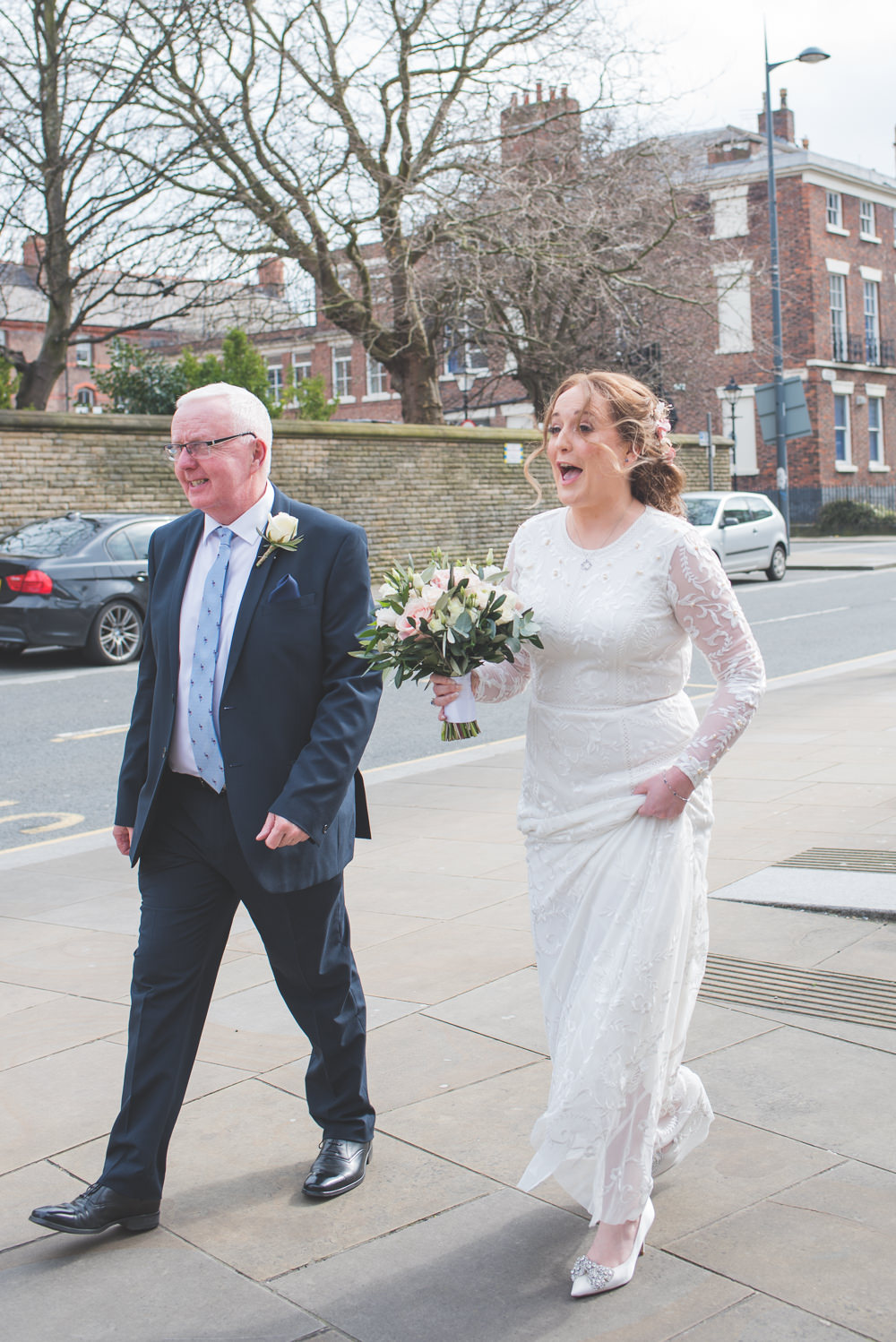 Bride Bridal Lace Long Sleeve Savannah Miller Dress Gown Pink Rose Bouquet 60 Hope Street Wedding Lisa Howard Photography