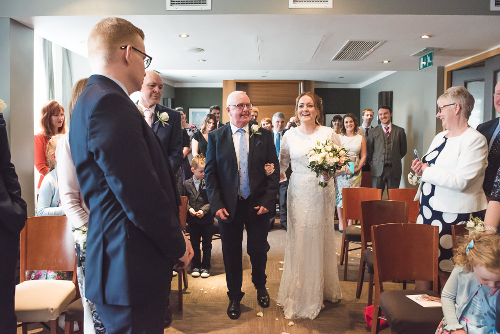 Bride Bridal Lace Long Sleeve Savannah Miller Dress Gown Navy Hugo Boss Groom Pink Rose Bouquet 60 Hope Street Wedding Lisa Howard Photography