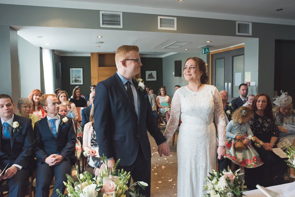Bride Bridal Lace Long Sleeve Savannah Miller Dress Gown Navy Hugo Boss Groom 60 Hope Street Wedding Lisa Howard Photography