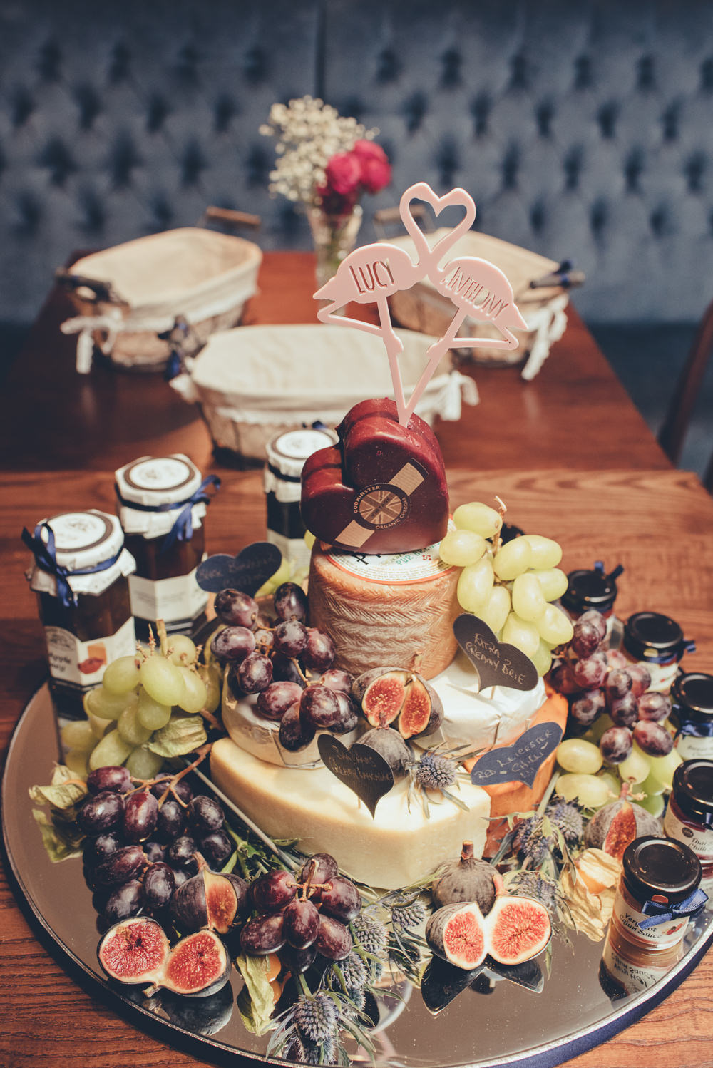 Cheese Tiered Cake Display Chutney Grapes Board 60 Hope Street Wedding Lisa Howard Photography