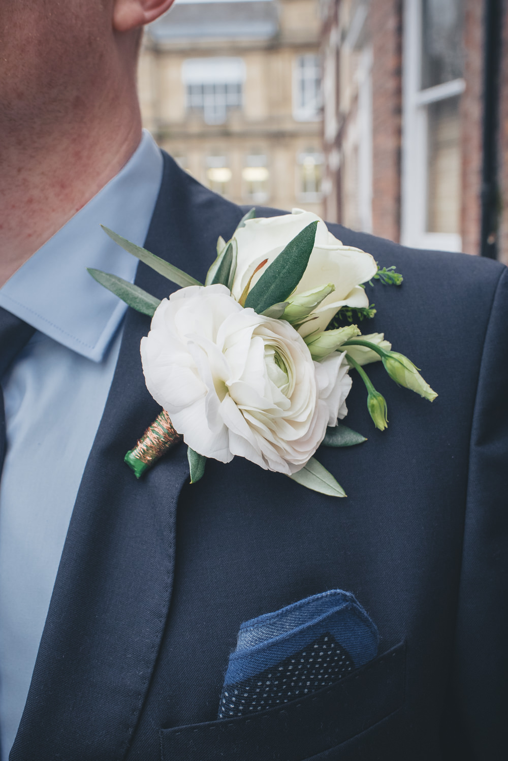 Cream Rose Buttonhole Groom Groomsmen 60 Hope Street Wedding Lisa Howard Photography