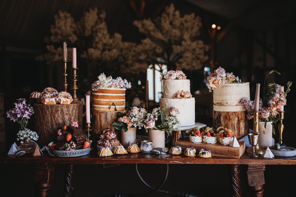 Cake Dessert Table Treats Rustic Pretty Barn Wedding Ideas Thyme Lane Photography