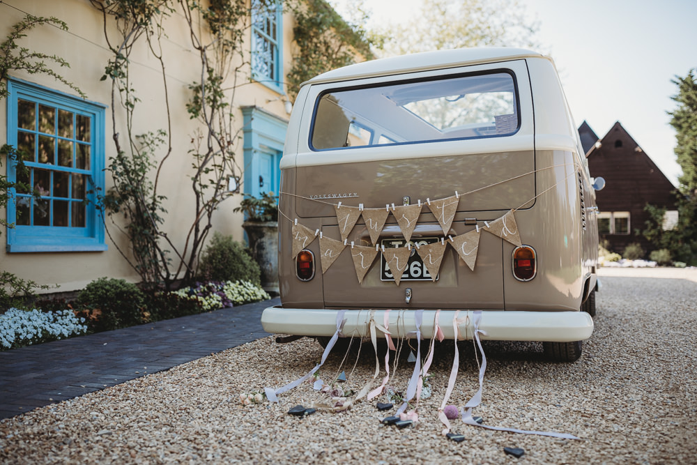 VW Camper Van Transport Just Married Decor Barn Wedding Ideas Thyme Lane Photography