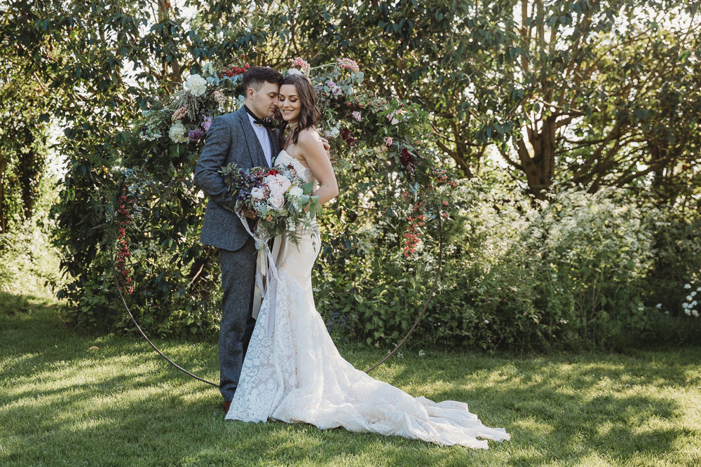 Dress Gown Bride Bridal Lace Strapless Train Barn Wedding Ideas Thyme Lane Photography