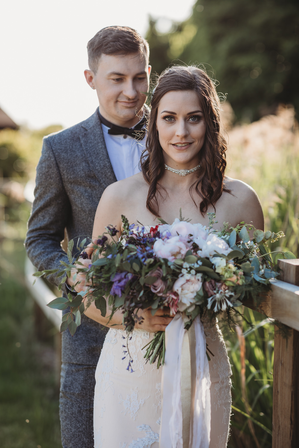 Bouquet Flowers Bride Bridal Ribbons Peony Foliage Greenery Barn Wedding Ideas Thyme Lane Photography