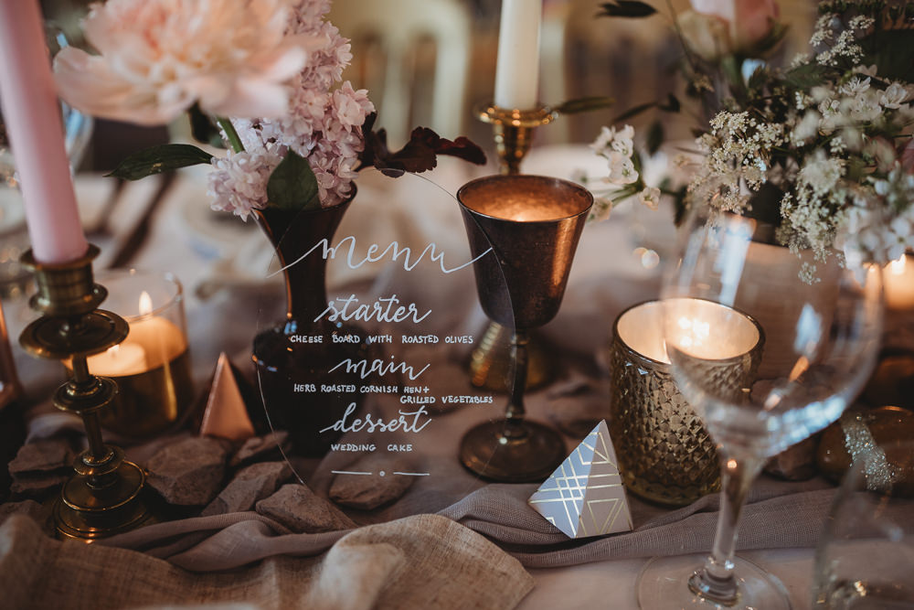 Perspex Acrylic Menu Stationery Calligraphy Barn Wedding Ideas Thyme Lane Photography
