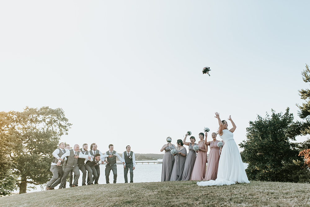Bouquet Throw Toss Blithfield Lakeside Barns Wedding Daniel McClane Photography