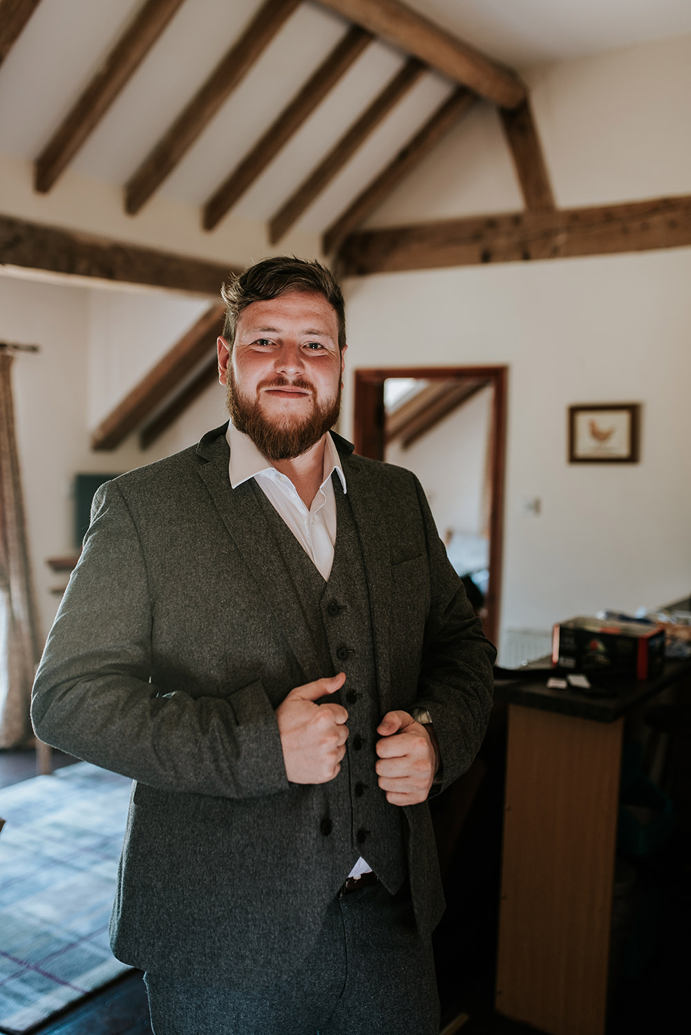Groom Tweed Suit Blithfield Lakeside Barns Wedding Daniel McClane Photography