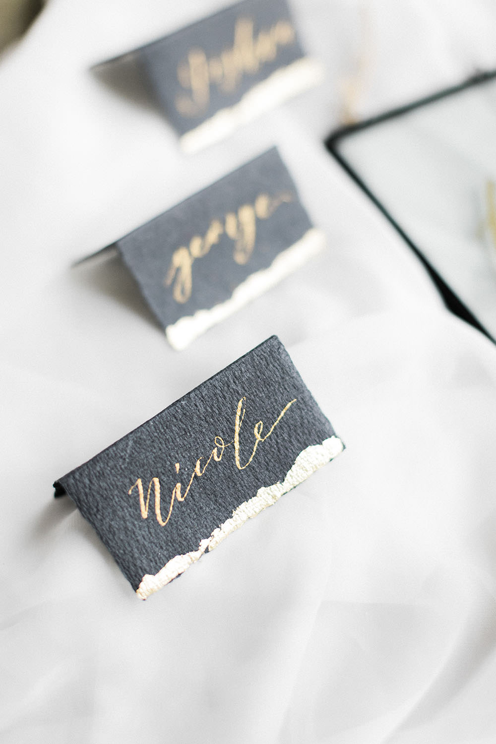 Black Calligraphy Metallic Place Name Card Burgundy Gold Wedding Ideas Sarah Porter Photography