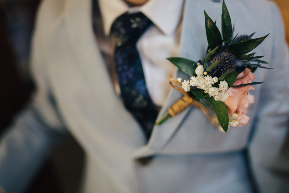 Buttonhole Thistle Rose Groom Groomsmen Ceridwen Centre Wedding Love Seen Photography