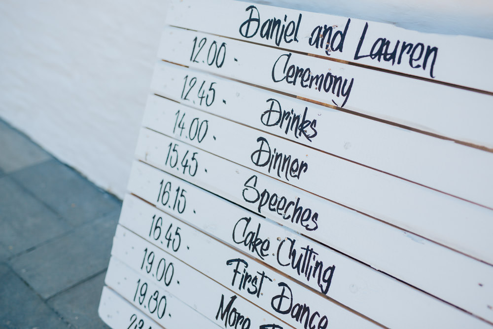 Wooden Pallet Sign Painted Calligraphy Order Timings Day Ceridwen Centre Wedding Love Seen Photography