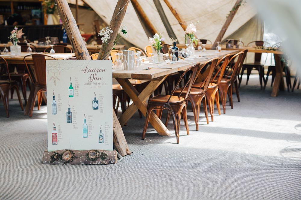 Rustic Tipi Seating Plan Table Chart Gin Bottles Industrial Metal Chairs Seating Wooden Tables Ceridwen Centre Wedding Love Seen Photography