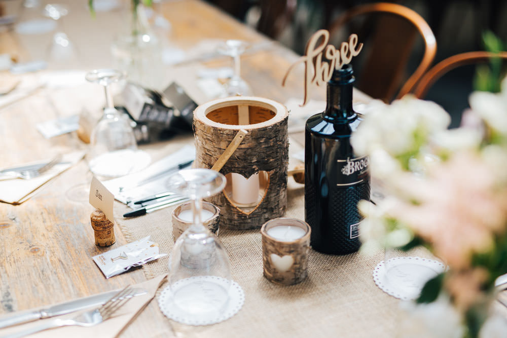Log Bark Candles Laser Cut Table Name Number Ceridwen Centre Wedding Love Seen Photography